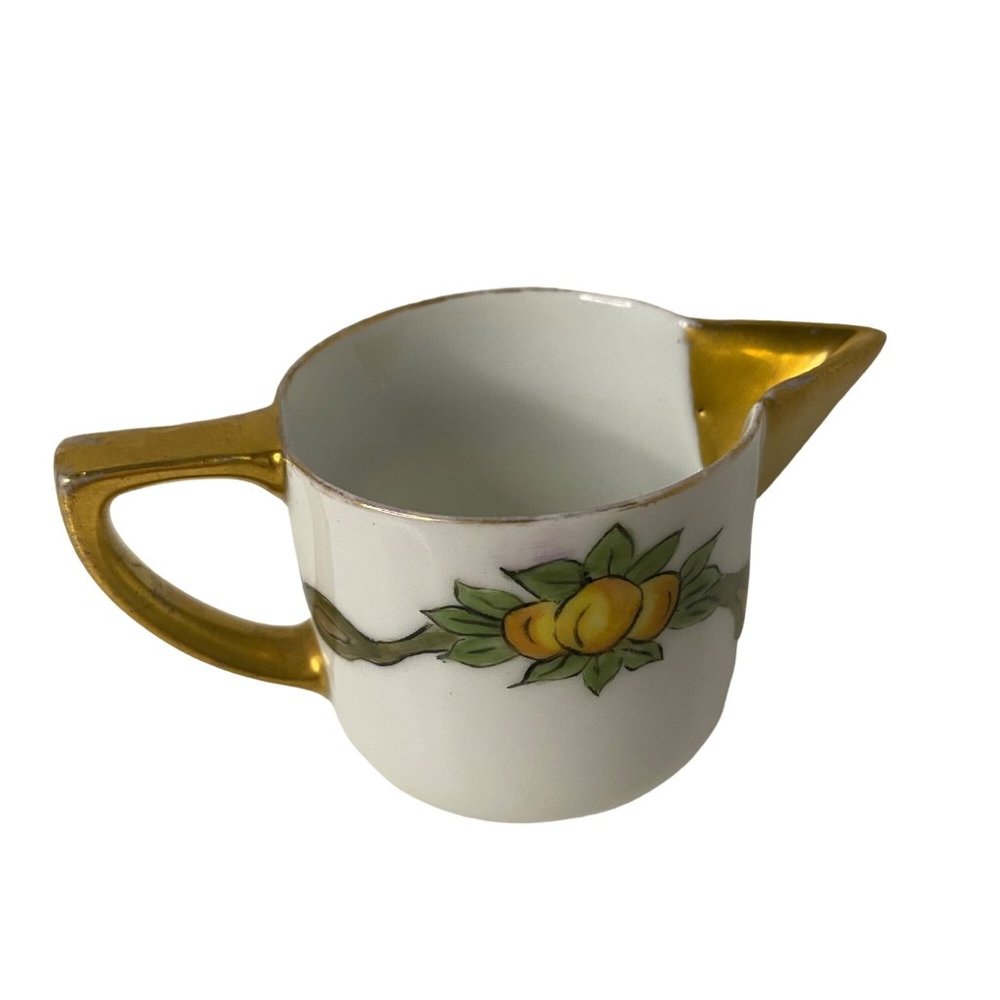 Princess Louise bone china mini pitcher with peaches creamer gilded Austria 2.5" - Picture 3 of 6